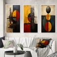 thumbnail image 1 of Designart "Belgian Conversations Geometric Abstraction I" Modern Geometric Framed Wall Art Set Of 3 - Gold Abstract Geometric Frame Canvas Set For Living Room Decor, 1 of 6