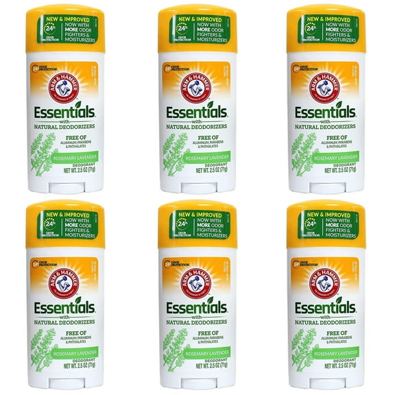 Pack of (6) ARM And HAMMER Essentials Natural Deodorant Fresh Rosemary Lavender 2.50 oz