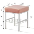 thumbnail image 5 of Tcbosik 13-Inch Square Ottoman in Blush Velvet - Luxurious Upholstered Stool with Storage Open Shelf, Holds 300 lbs, Strong Metal Frame, Easy to Assemble, 5 of 6
