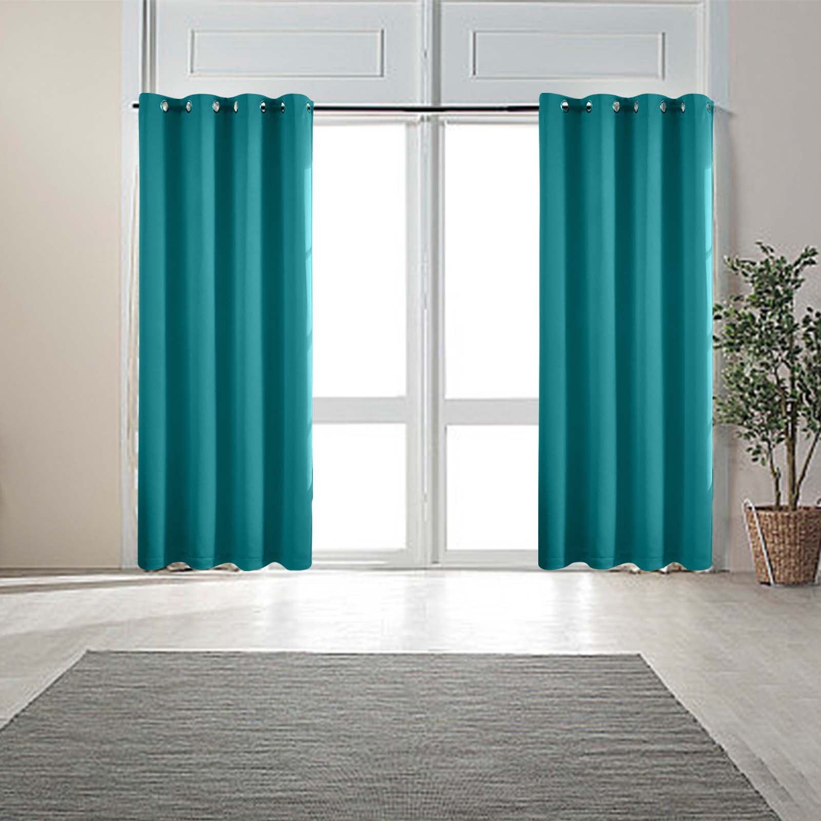 Blackout Curtains 84 Inch Length 2 Panels Set, Thermal Insulated Long Curtains& Drapes 2 Burg, Room Darkening Grommet Drapes for Living Room Bedroom Window (W52 x L84 Inch, Cyan) Spring Sale 2025