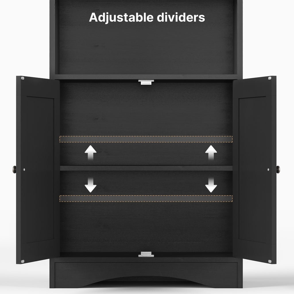 Aiho 71" H Bookcase, 6-Shelf Bookcase with Adjustable Shelves & Doors for Home Office, Living Room, Bedroom - Black