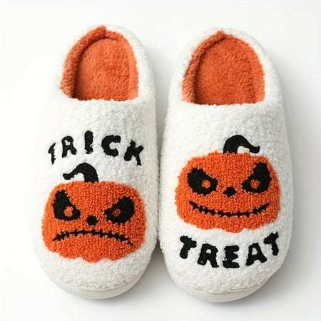

KCKTHDN Halloween Slippers For Women Pumpkin Slippers Womens Fall Shoes White House Slippers For Women Men Indoor And Outdoor Cute Fuzzy Slippers Warm Plush Bedroom Shoes Winter Gifts For Women