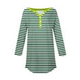 thumbnail image 4 of Fznquz Women's Tops 3/4 Sleeve Green Tunics Loose Fit Tee Striped Button V Neck T Shirts,S, 4 of 5