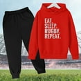 thumbnail image 3 of New Hooded Sweatshirt Football Letter Printed Hoodie Pants Children's Casual Two Piece Fashion Trend American Football Fans Sports Gift Sweatsuits, 3 of 3