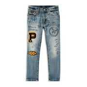 Polo Ralph Lauren Boys BLUE Sullivan Slim Varsity Patch & Graffiti Jeans 7
