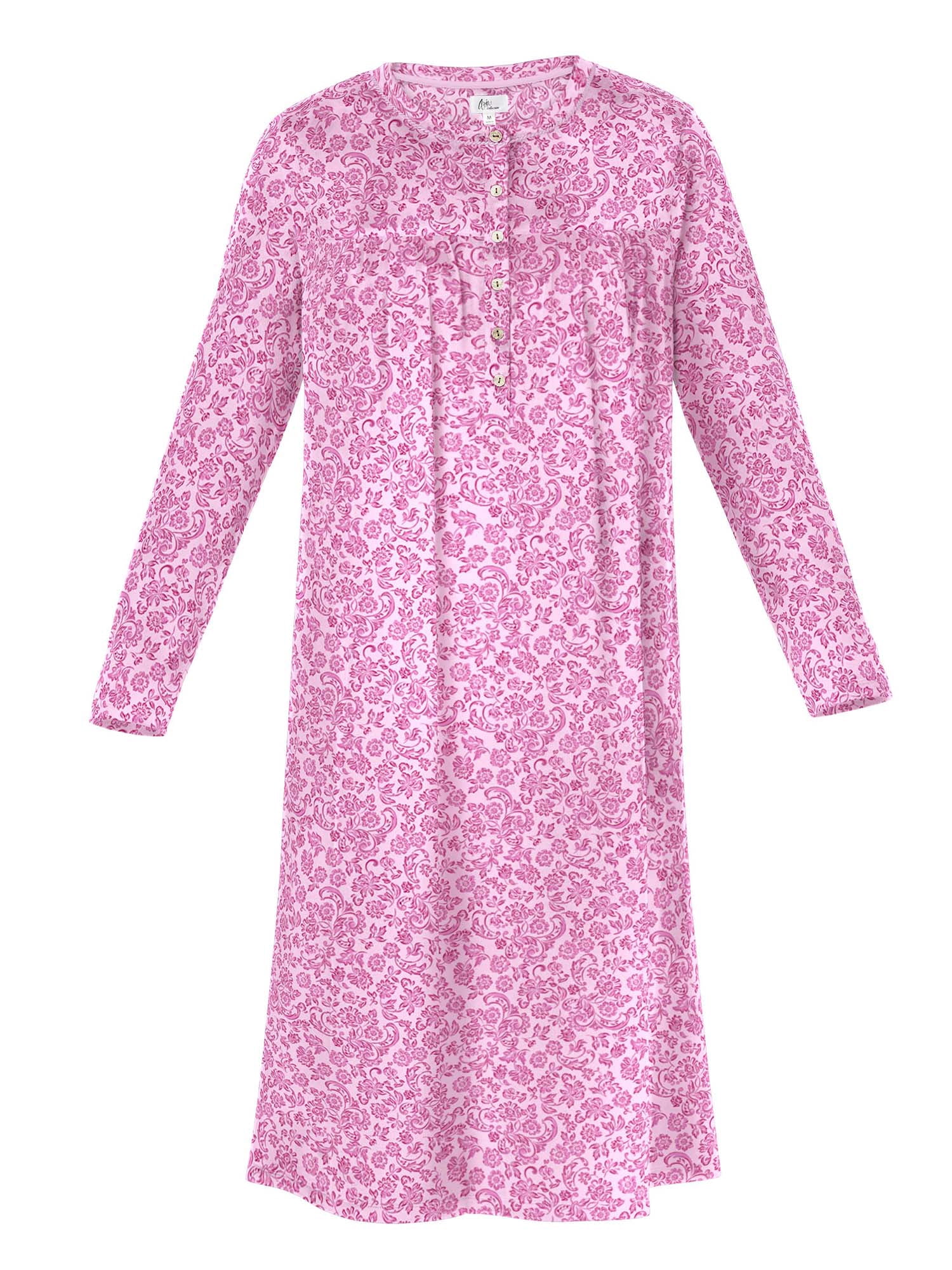 Aria Women’s Long Sleeve Stretch Velour 44" Sleepwear Nightgown, Sizes XS-5X