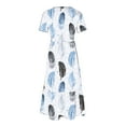 thumbnail image 6 of Penkiiy Women Feather Print Short Sleeve Dress Loose Plain Casual Summer Flowy Tiered Long Maxi Dresses with Pockets 2XL White, 6 of 6