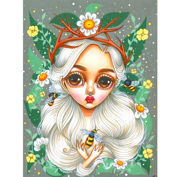 Taladro de pintura de diamante (DB1867) 5D DIY Chica de dibujos animados Arte de pared de diamantes de imitación completo (X380) 45x60cm Hugtrwg Para estrenar