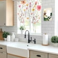 thumbnail image 6 of Watercolor Poppy Tie Up Curtain 45 Inches Long, Flower Eucalyptus Leaf Balloon Style Kitchen Window Curtain Over Sink, Small Window Rod Pocket Curtain 42"x45", 6 of 9