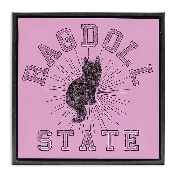 Stupell Industries Ragdoll Cat State Animals Painting Black Floater Framed Canvas Art Print Wall Art, 18 x 18