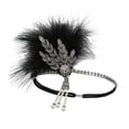 thumbnail image 3 of Señoras 1920s Diadema 20s Rhinestone Beaded Hair Band Diadema Plata negro Colcomx Diadema de aleta vintage, 3 of 8