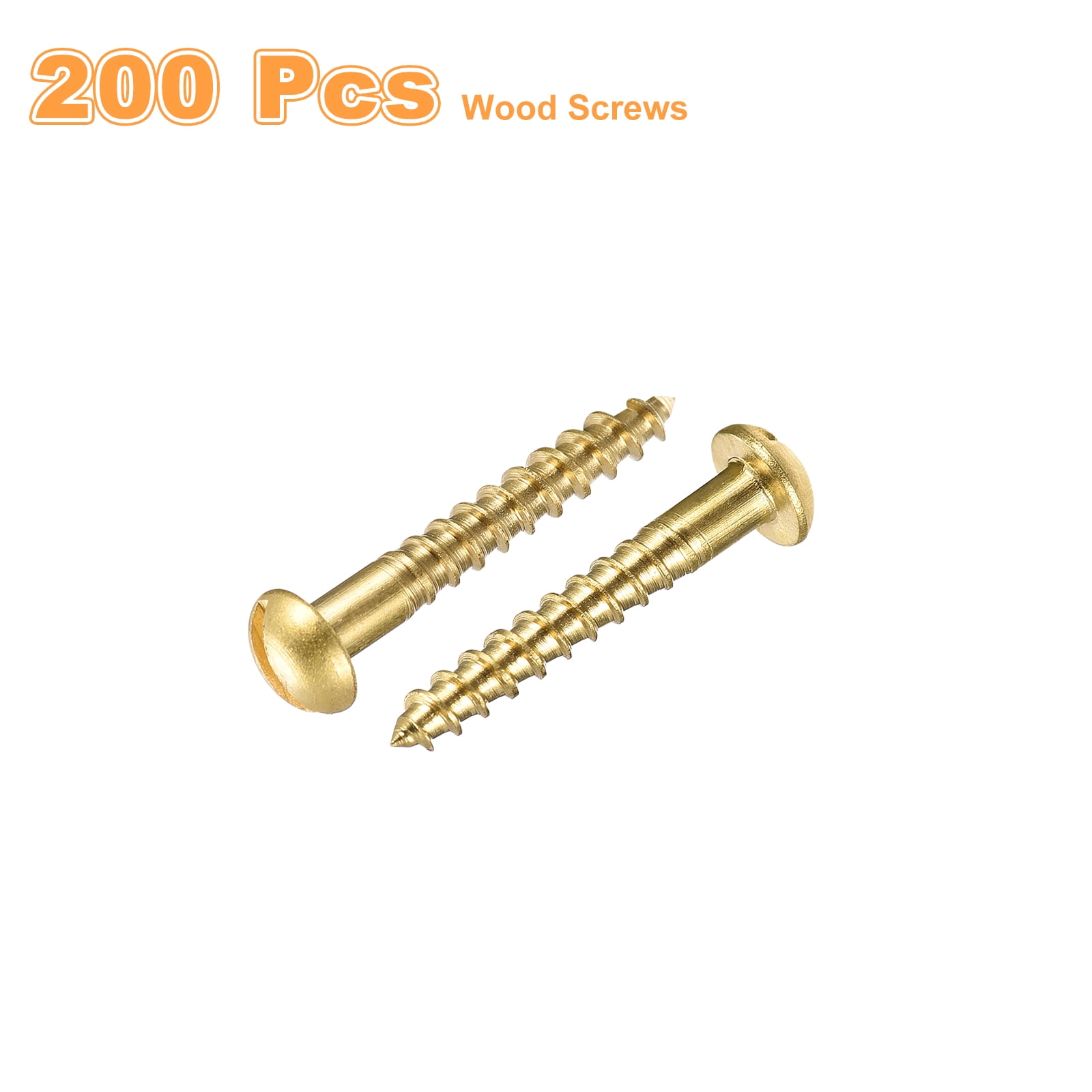 Wood Screws M3 x 20mm Slotted Round Head Copper Self-Tapping Screw 200 Pcs
