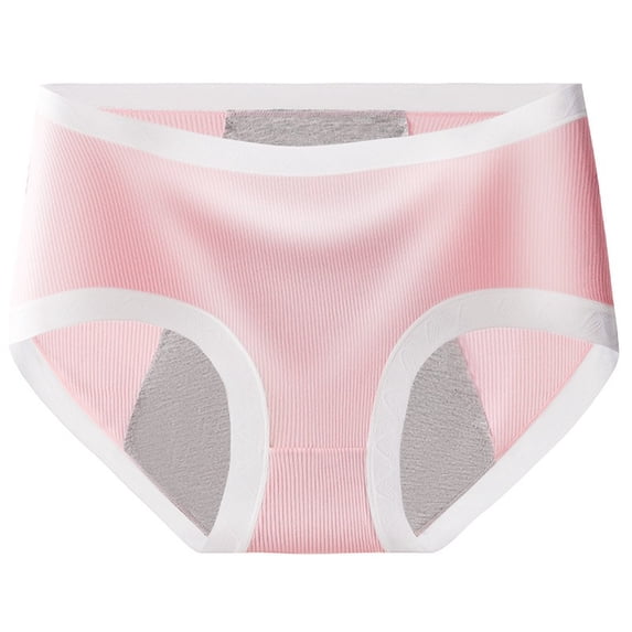 Alun Women's Leak Proof Soft and Breathable Physiological Underwear Lightweight Thin Ribbing Privacy Briefs Soft Comfortable Mid Waisted Panties Pink XL