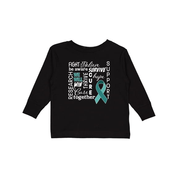Inktastic Ovarian Cancer- Together We Will Win Boys or Girls Long Sleeve Toddler T-Shirt