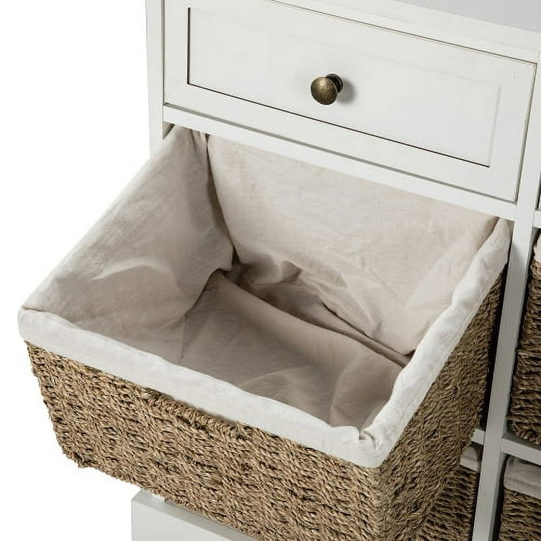 Storage Cabinet with 2 Drawers & 4 Removable Baskets for Living