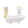 thumbnail image 2 of Juego de baño de cerámica a escala 1/24 (inodoro y lavabo) para decoración de casas de muñecas en miniatura., 2 of 5