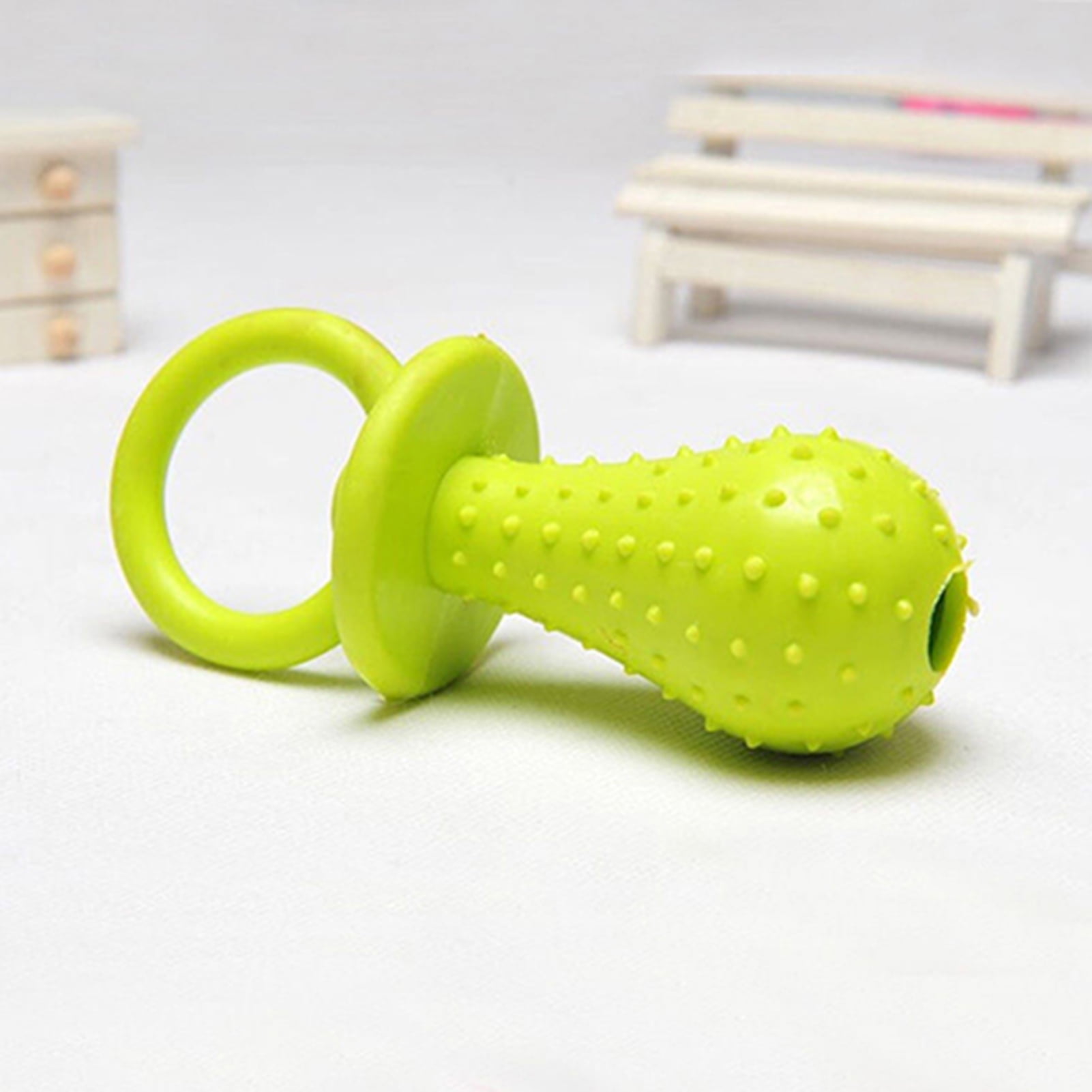 2 Size Pet Dog Bite Resistant Bell Rubber Pacifier Puppy Molar Chew Training Toy 