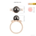 thumbnail image 5 of Angara Tahitian Cultured Pearl Bypass Ring with Diamond Trio in 14K Rose Gold for Women | June Birthstone Jewelry for Her, 5 of 8