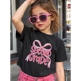 thumbnail image 1 of Young Girl's/Boy's "Back To School Fun Cotton Graphic Tees, Back To School Clothes Girls, Black Summer Shirts With Colorful Bow Design, Gifts For First Day of School, Round Neck Short Sleeve T-S, 1 of 6