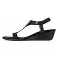 thumbnail image 2 of FSJ Women Open Toe Low Wedge Heels T-Strap Padded Sole Ankle Strap Sandals Casual Dress Summer Beach Shoes Size 7 Black Pattern, 2 of 5