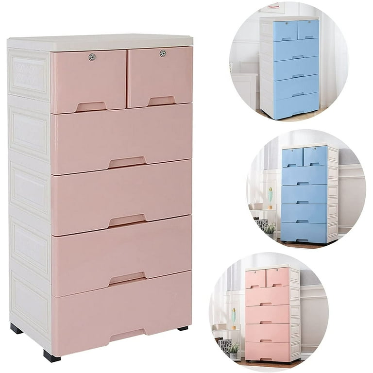 Plastic Cabinet Closet Clothes Storage Organizer Bedside Dresser Locker  6-Drawer