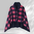 thumbnail image 2 of BWASD Womens Shawl Wraps Casual Open Front Cardigan Double Layer Plush Lined Poncho Cape Plaid Blanket Home Fashion Outdoor Work Outfit, 2 of 4