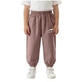 thumbnail image 3 of HVOBTTY Summer Toddler Kid's Straight Leg Long TrousersMid High Waist Solid Color Relaxed Cuffed Air Protection Casual Wear Pants, 3 of 5