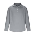 thumbnail image 1 of pstuiky camisa de manga larga para hombre, Camisa de hombre con botones de un tercio, de playa, de manga larga, de color liso, con solapa, informal, para uso diario. camisetas de hombre xxxl, 1 of 5
