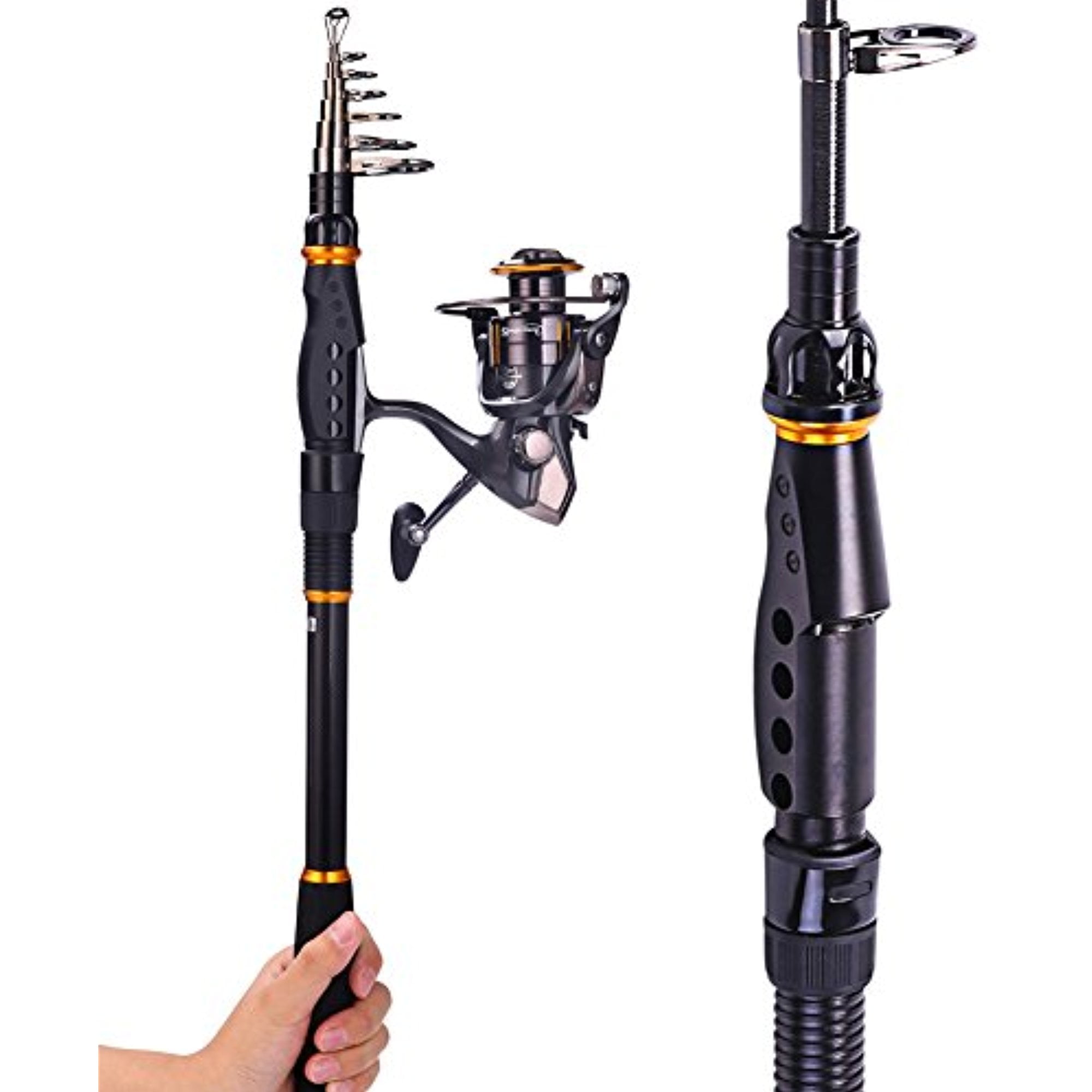 Sougayilang Spinning Telescopic Graphite Fishing Rod with Reel Combos Travel Portable Fishing Rods Pole and Fishing Reel... by