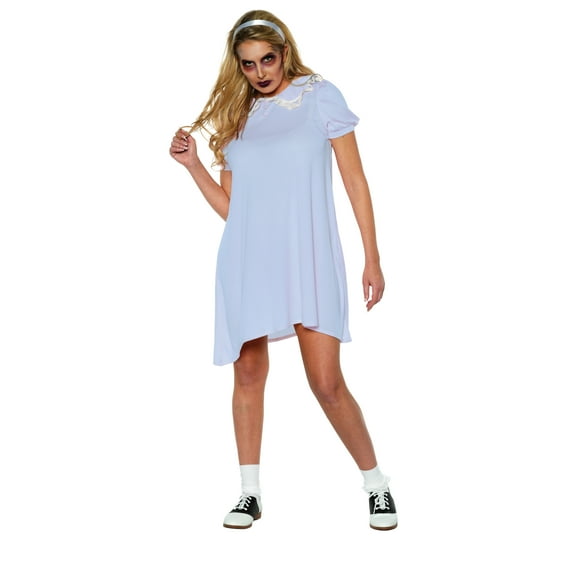 Underwraps Womens Babydoll Costume - Creepy Doll Mini Dress Costume White, Halloween Dress Up for Women, Cosplay Outfit