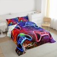 thumbnail image 3 of Gaming Comforter Set - Gamer Comforter Twin Bedding Sets , Red Blue Lightning Design Gamer Room Decor, 3 of 7