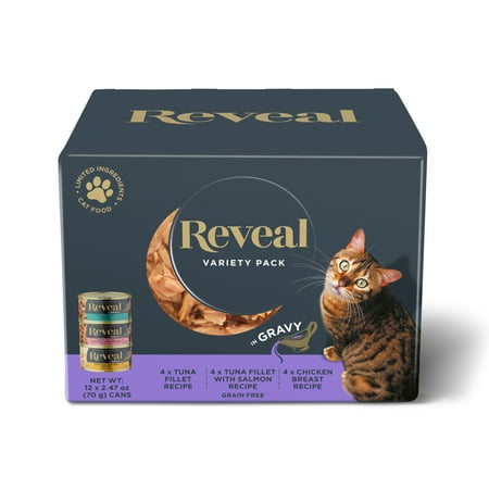 UPC: 0886817006875 | Reveal Natural Wet Cat Food Fish & Chicken in Gravy Variety Pack 12 x 2.47 oz Cans