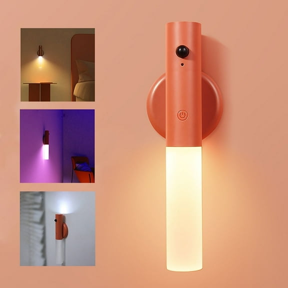 Motion Sensor Night Light Wall Night 2-in-1 - Magnetic Rechargeable RGB Color Changing, 2000mAh Large Battery, Wall Sconce with Smart Body Sensor for Bedroom, Corridor, Hallway, Bedside (Red)