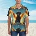 thumbnail image 2 of Sikiie Golden Cloud Winged Dog Print Men's Hawaiian Shirt, Summer Beach Button Pocket Short Sleeve T-Shirt,Large, 2 of 7