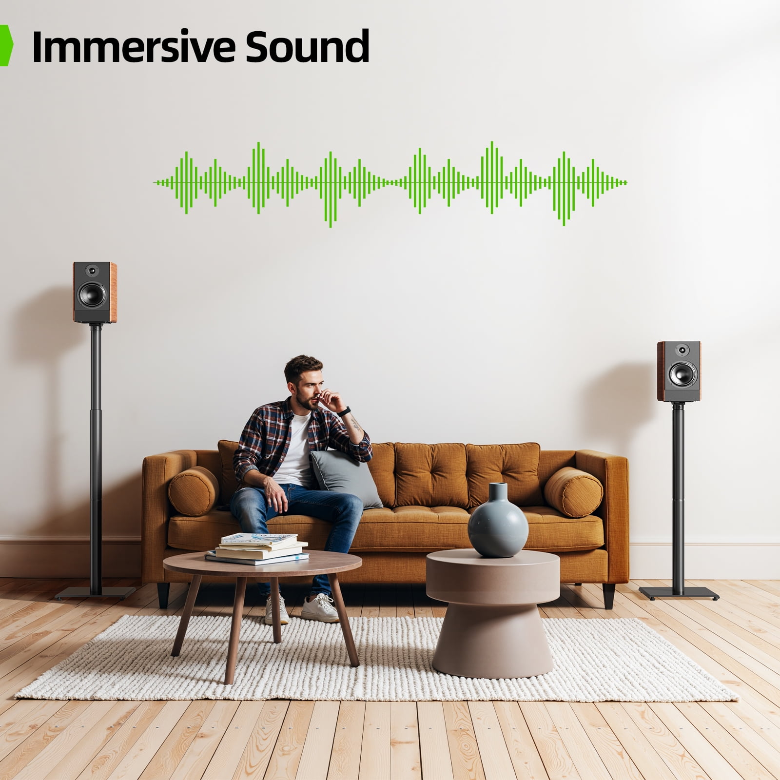 USX MOUNT Speaker Stand Height Adjustable for Satellite & Bookshelf Speaker(Only Speaker Stand Pair) - 11LBS Capacity