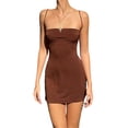 thumbnail image 1 of VISgogo - Vestido corto de verano para mujer, color sólido, sin mangas, sin espalda, ajustado, con tirantes finos VISgogo moda, 1 of 4
