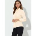 thumbnail image 4 of Camisa Con Botones Unique Bargains Blusa De Manga Larga Con Cuello Peter Pan Albaricoque XS, 4 of 4