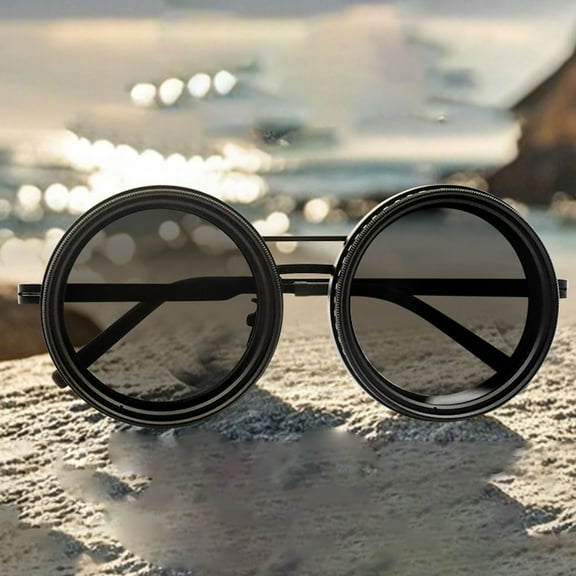 2025 New Adjustable Tint Polarized Sunglasses, 1-9 Gears Stepless ND9 Lenses, Shatterproof Round Eyewear for Men, for Beach, Fishing, Driving, and Outdoor Activities