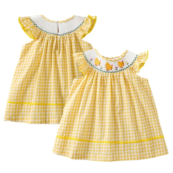 FLMEI Girls Cartoon Dress for Toddler Baby Embroidery Princes Party Dresses Summer Sleeveless Sundresses 9 Months-5 Years Old