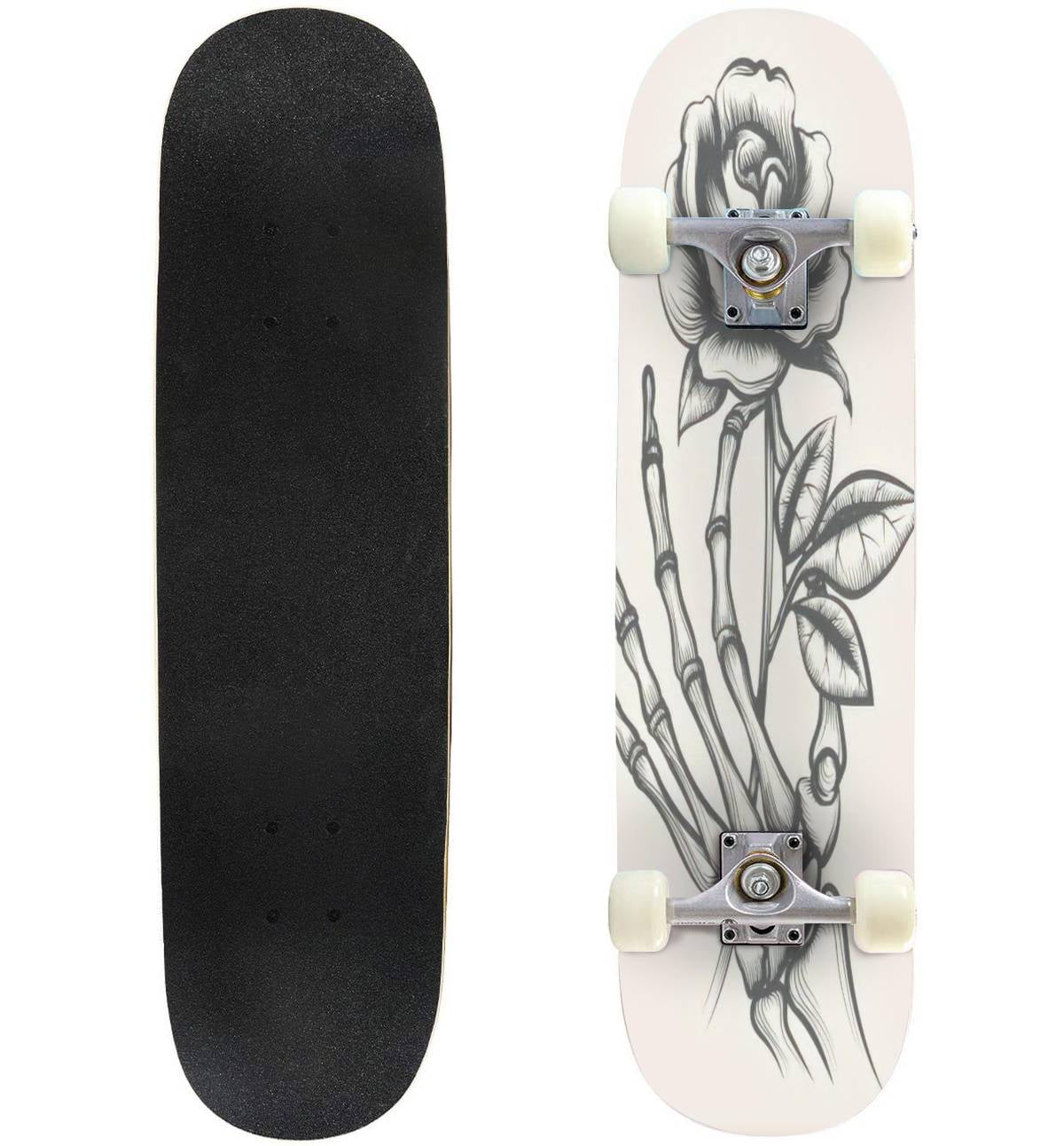 Skeleton hands with rose flower stock Outdoor Skateboard Longboards 31
