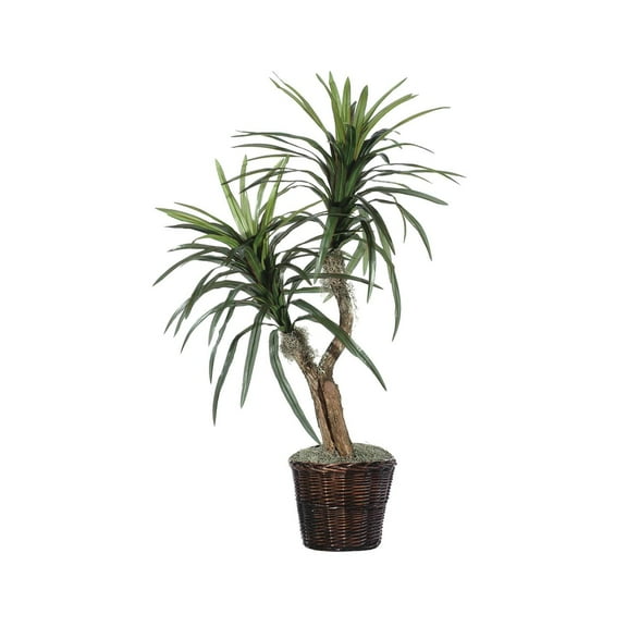 Vickerman 4' Artificial Marginata Bush, Rattan Basket