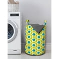 thumbnail image 3 of Abstract Laundry Bag, Modern Print of Round Elements with Stars Centered, Hamper Basket with Handles Drawstring Closure for Laundromats, 13" x 19", Yellow Petrol Blue, by Ambesonne, 3 of 4