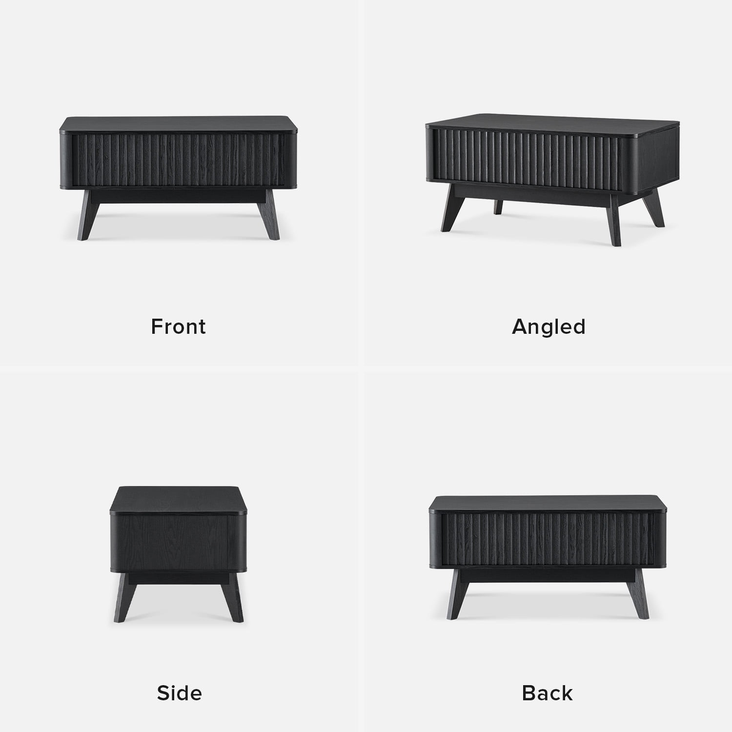 Mopio Lift-Top Coffee Table with Storage, Fluted Design, Black Oak Finish