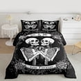 thumbnail image 3 of Manfei Couple Skeleton Skull Queen Comforter Set, Romantic Gothic Bride Bedding Sets, Bohemian Valentines Day Reversible Bedding Comforter Set, Microfiber Bedroom Decor, 3 Pieces, 3 of 9