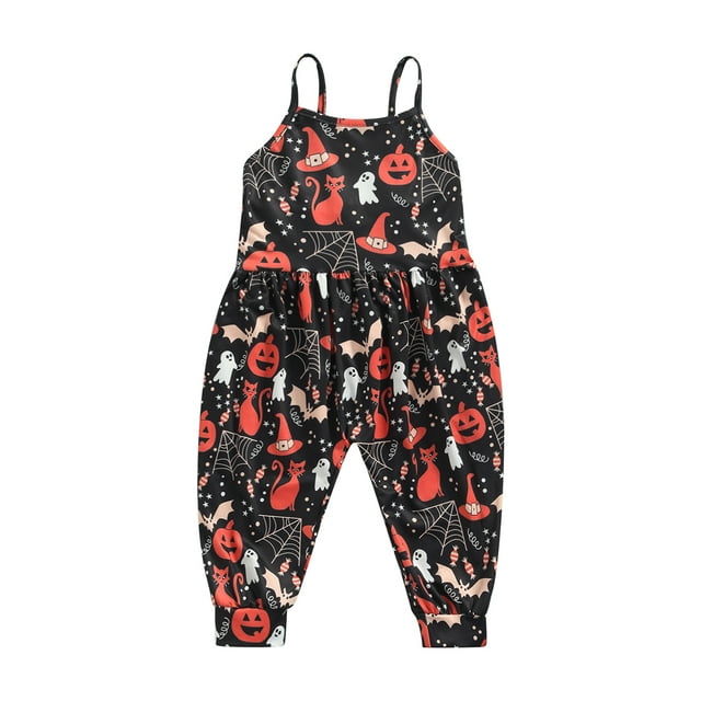 xiaxaixu Halloween Sleeveless Jumpsuit, Pumpkin Print Romper