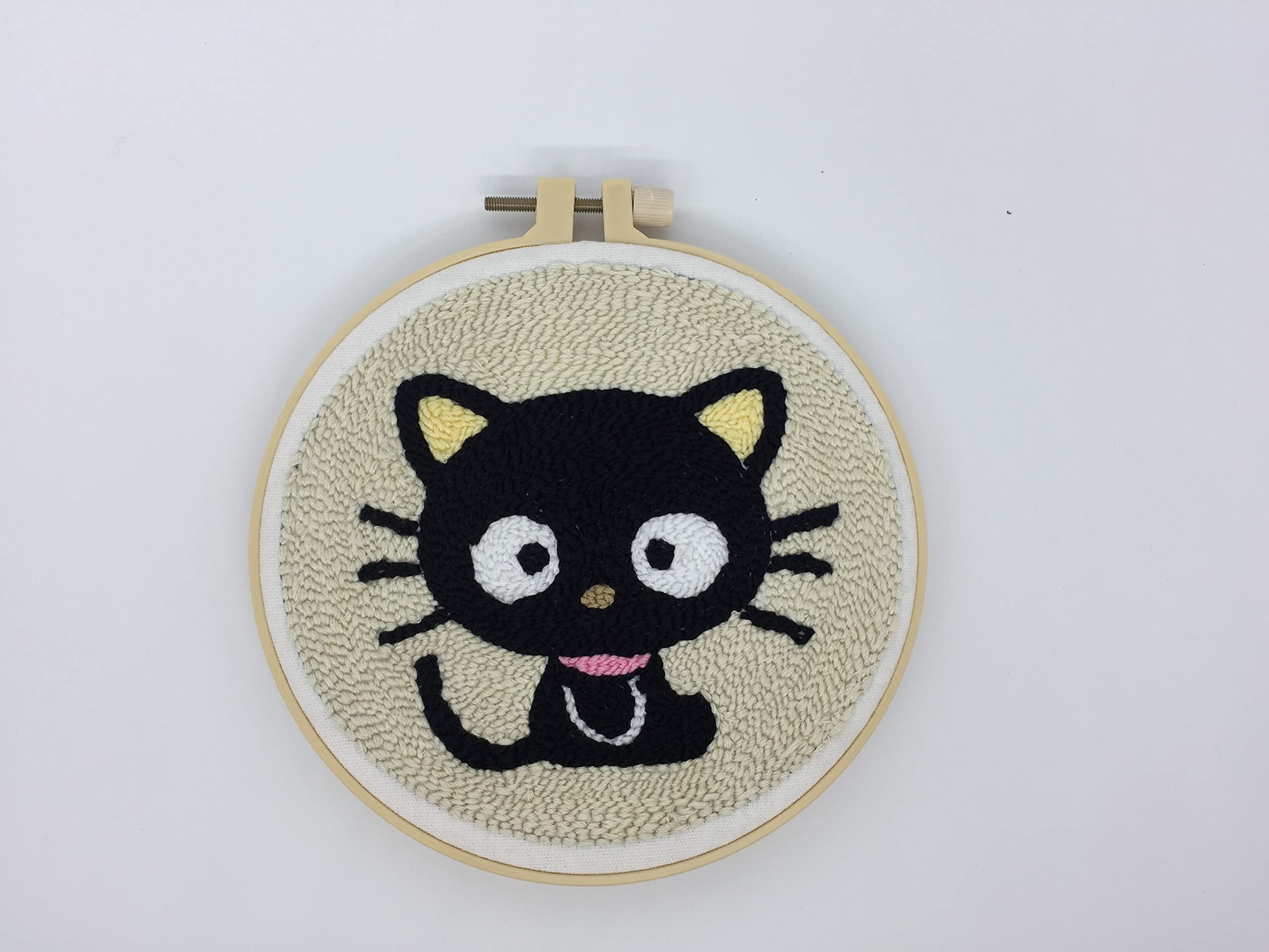 2 Pack Easy Smaller Size DIY Craft Punch Needle Embroidery Kits Rug for Starter Kits with Stamped Color Pattern with Instruction,Yarn and Wood Needle Pen,15cm Hoop (Black Cat,Owl)
