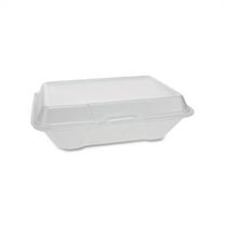 Foam Hinged Lid Containers Single Tab Lock 205 Utility, 9.19 x 6.5 x 2.75, White, 150/Carton