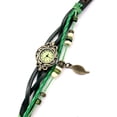 thumbnail image 2 of Fashion Weave Wrap Around Leather Bracelet Lady Woman Wrist  - green, 2 of 3