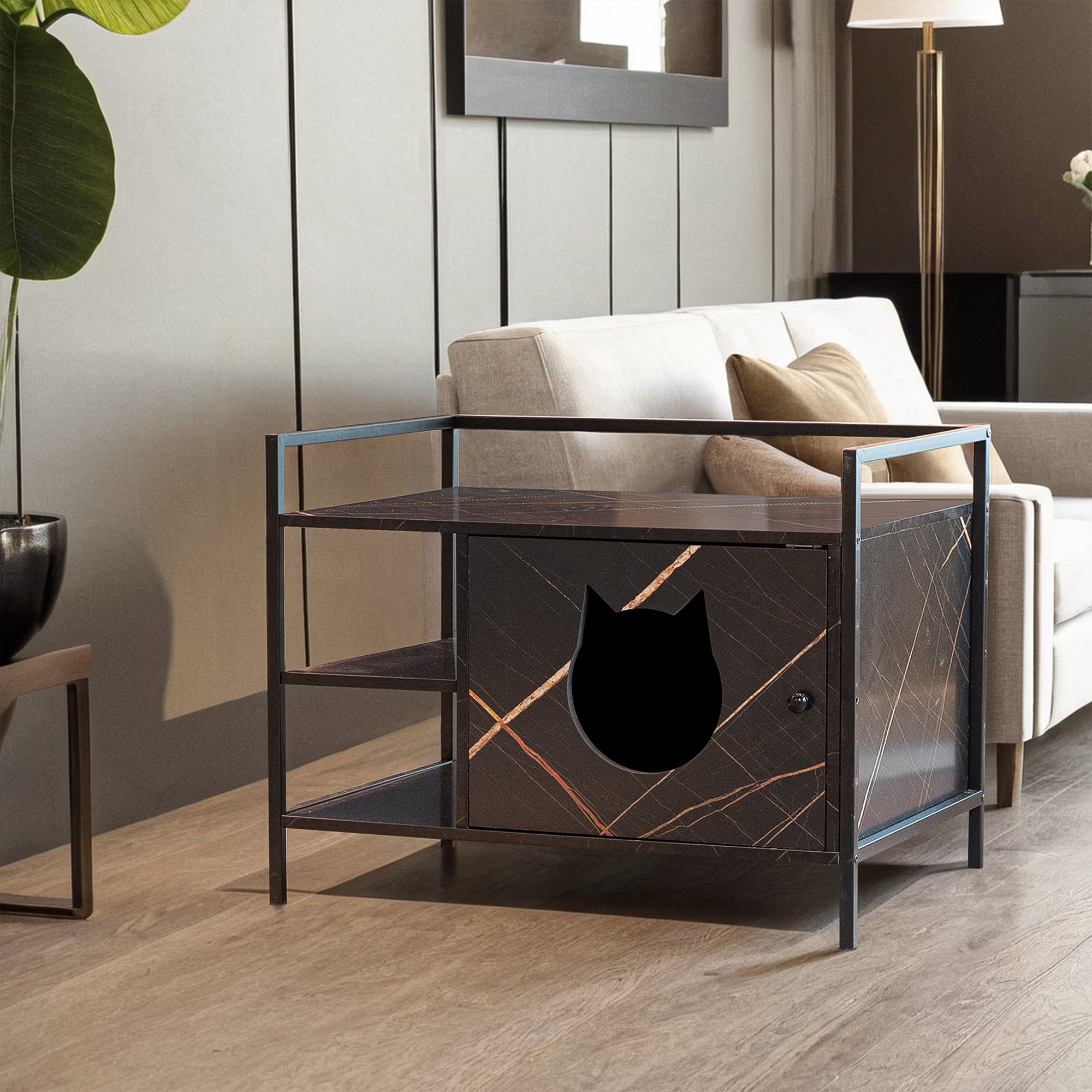 Pefilos 30" Enclosed Cat Litter Box Furniture Coffee Table for Cat House, Hidden Litterbox Enclosures Nightstand, Brown Pefilos 30" Enclosed Cat Litter Box Furniture Coffee Table for Cat House, Hidden Litterbox Enclosures Nightstand, Brown