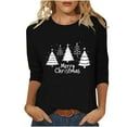 thumbnail image 2 of Elvqul Christmas Blouses for Women Print T Shirts 3/4 Sleeve Pullover Crewneck Fashion Womens Tops White, 2 of 6